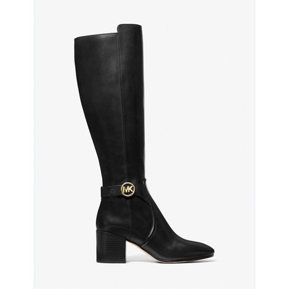 Michael Kors Women's Black Carmen Leather Knee High Zip Riding Boots LNWOB 10M - Picture 1 of 10